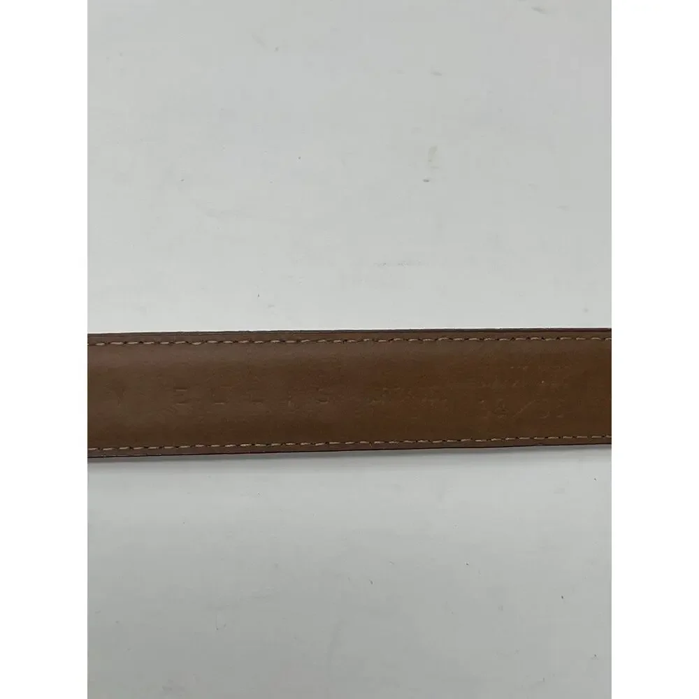 Perry Ellis Men's Portfolio Brown Leather Belt 38/95‎ Silver Buckel